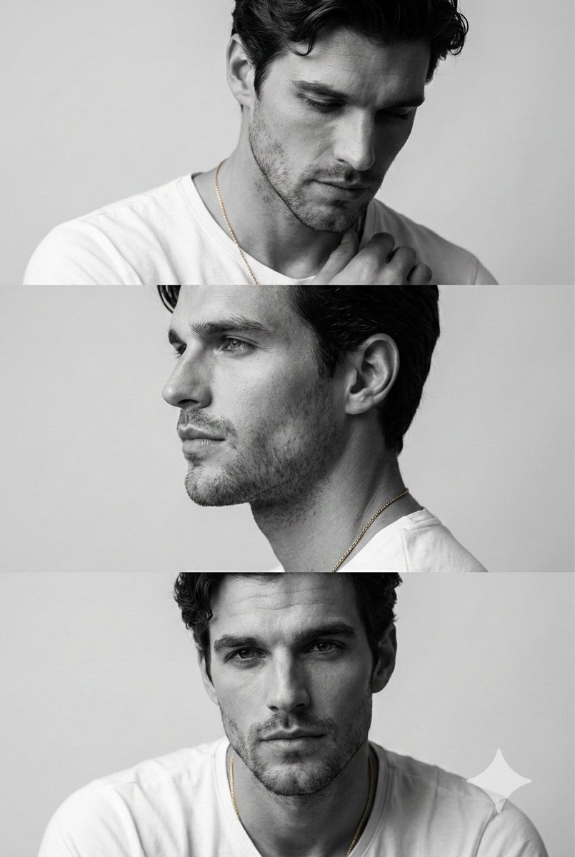 极简黑白男士时尚三联画