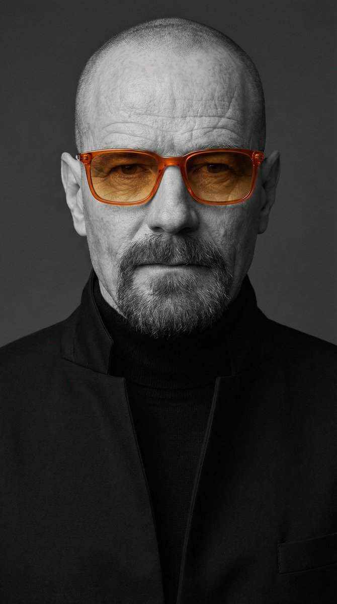 极简黑白质感人像与橙色墨镜