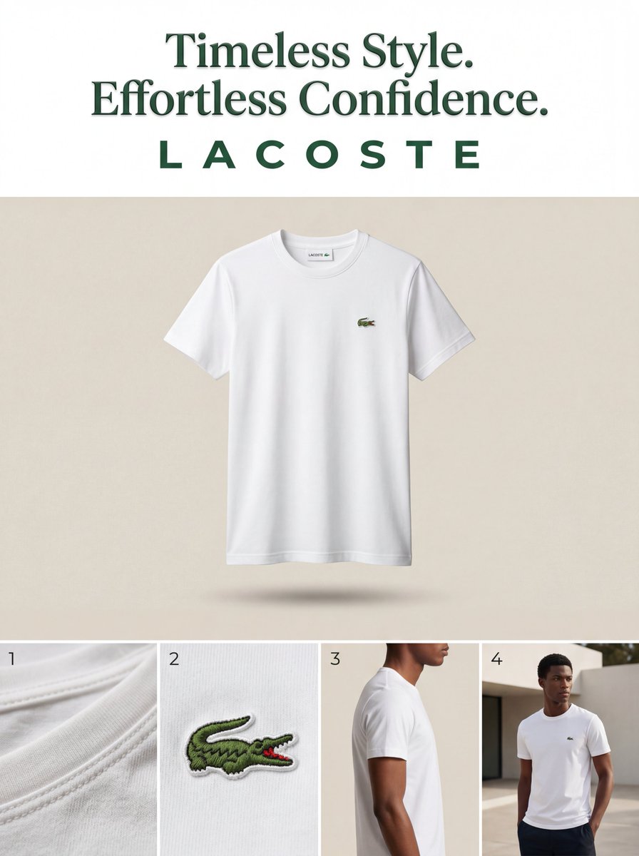 Lacoste T恤广告：极简时尚3:4竖版
