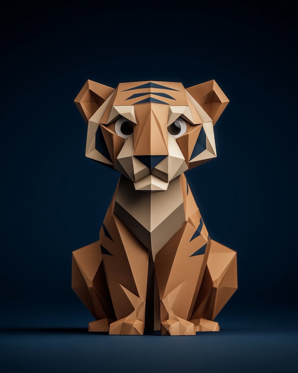 极简低多边形折纸动物3D渲染