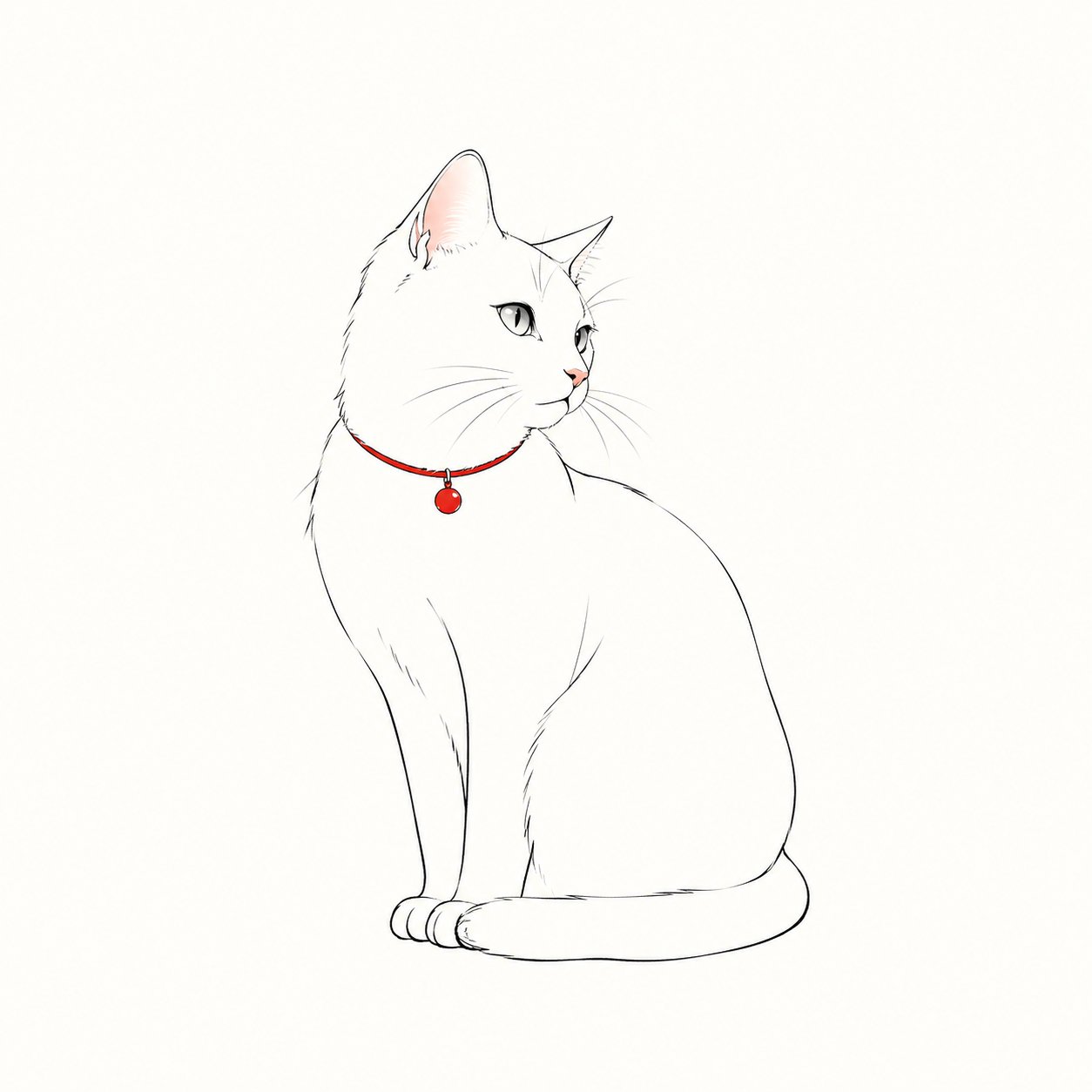 留白中的静坐猫咪