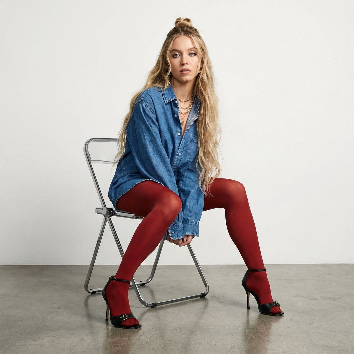 极简棚拍超长金发高定尤物