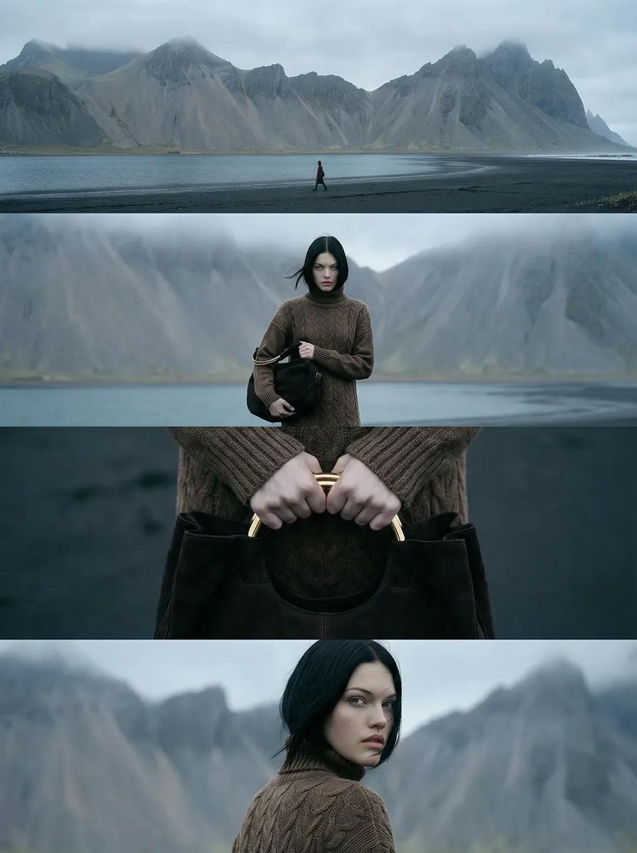 迷雾北欧海岸线的冷调电影感四联人像