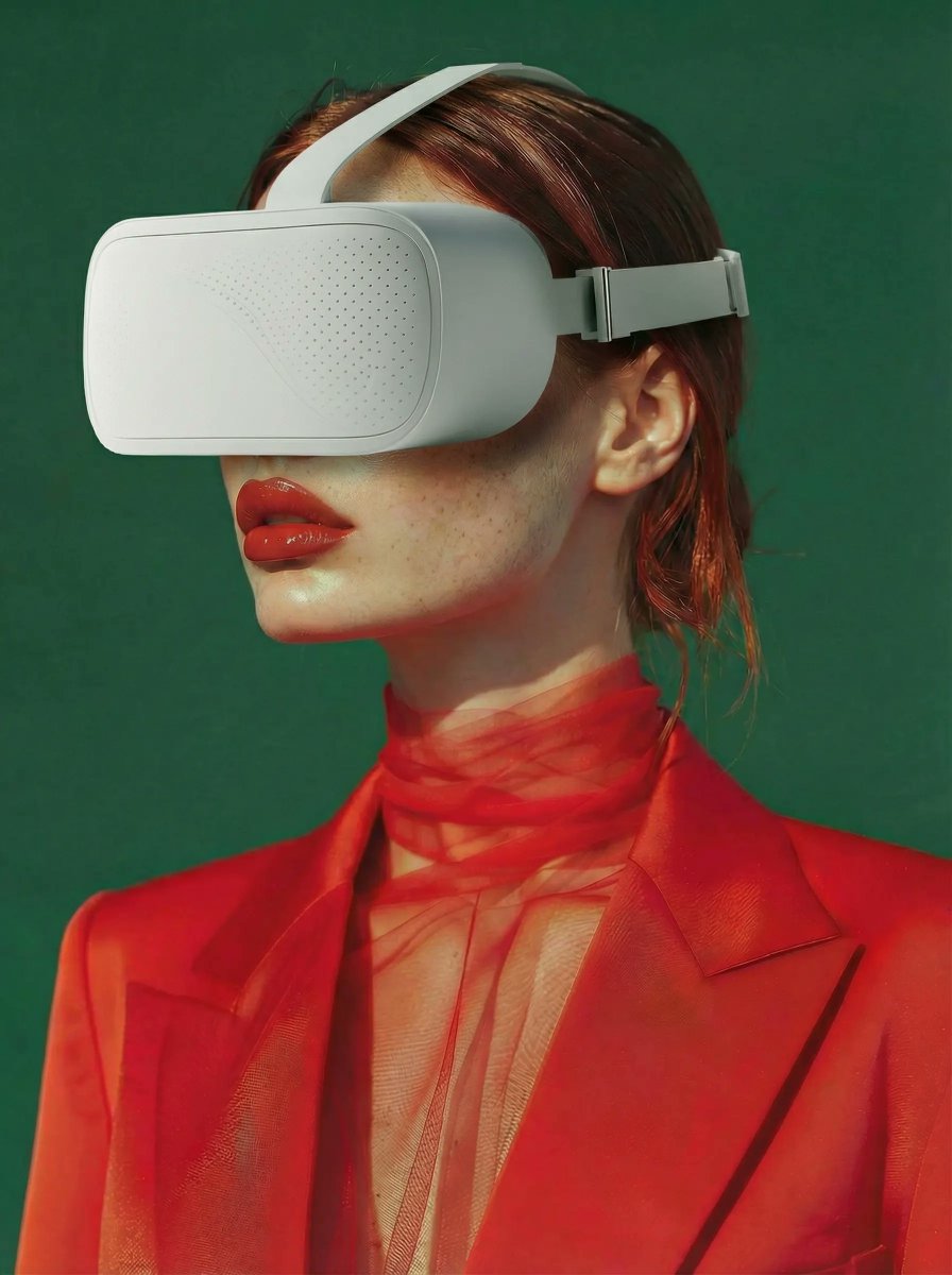 让模特戴上VR头显（保持样式不变）