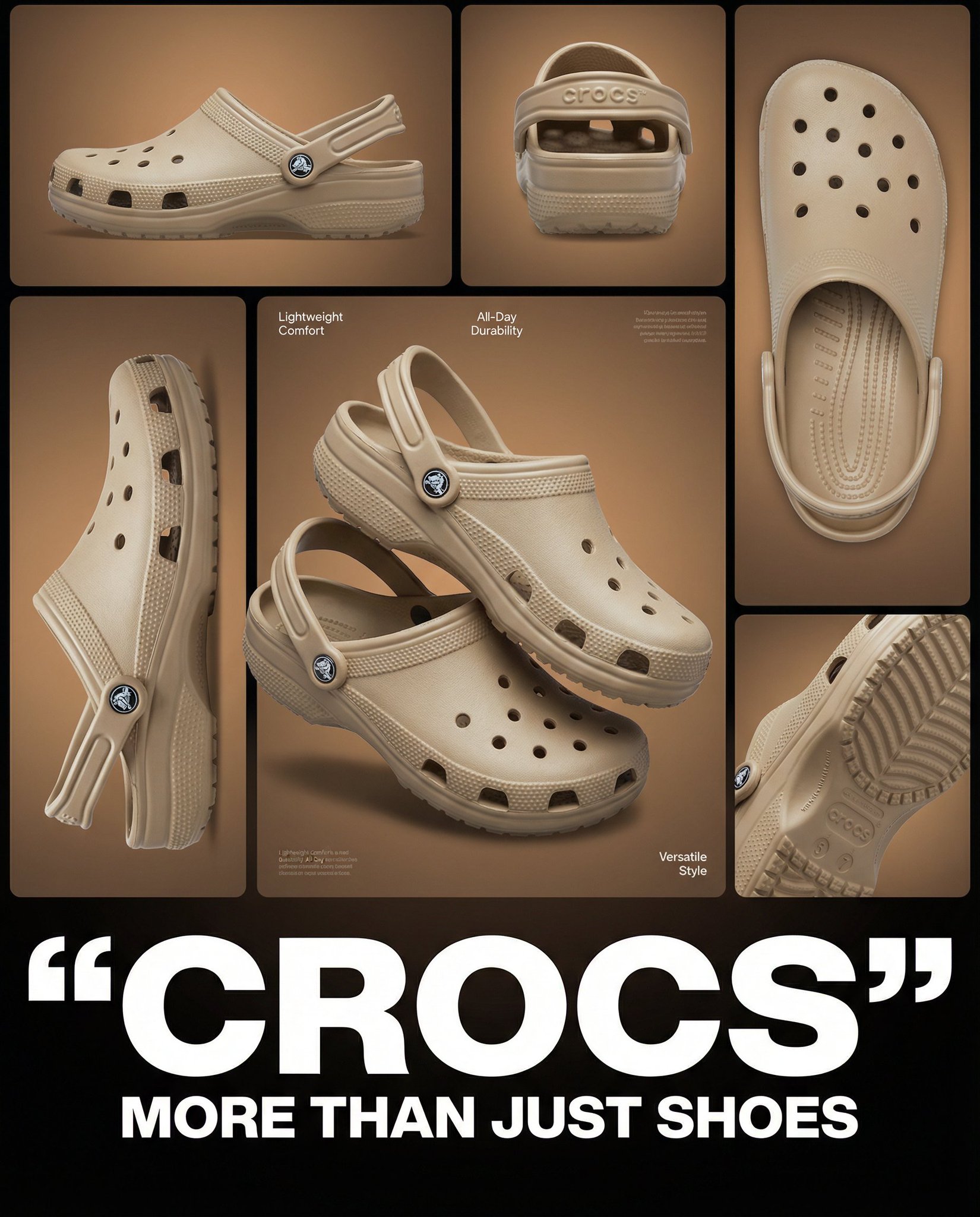 暖调摄影棚 Crocs 洞洞鞋拼贴广告海报