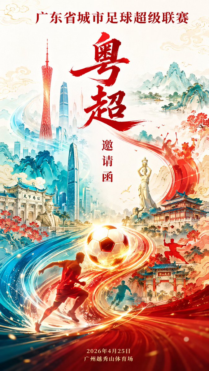国潮风粤超邀请函海报
