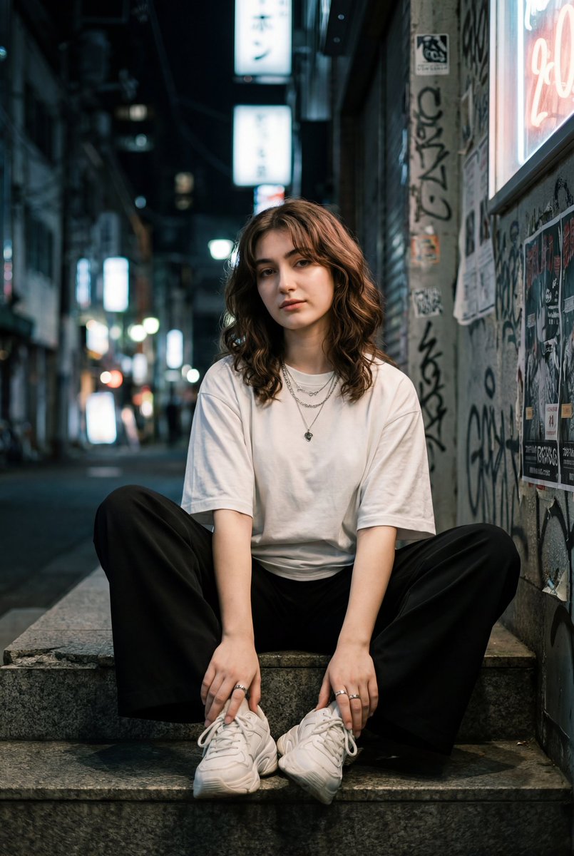 暗夜巷弄里的松弛感街拍