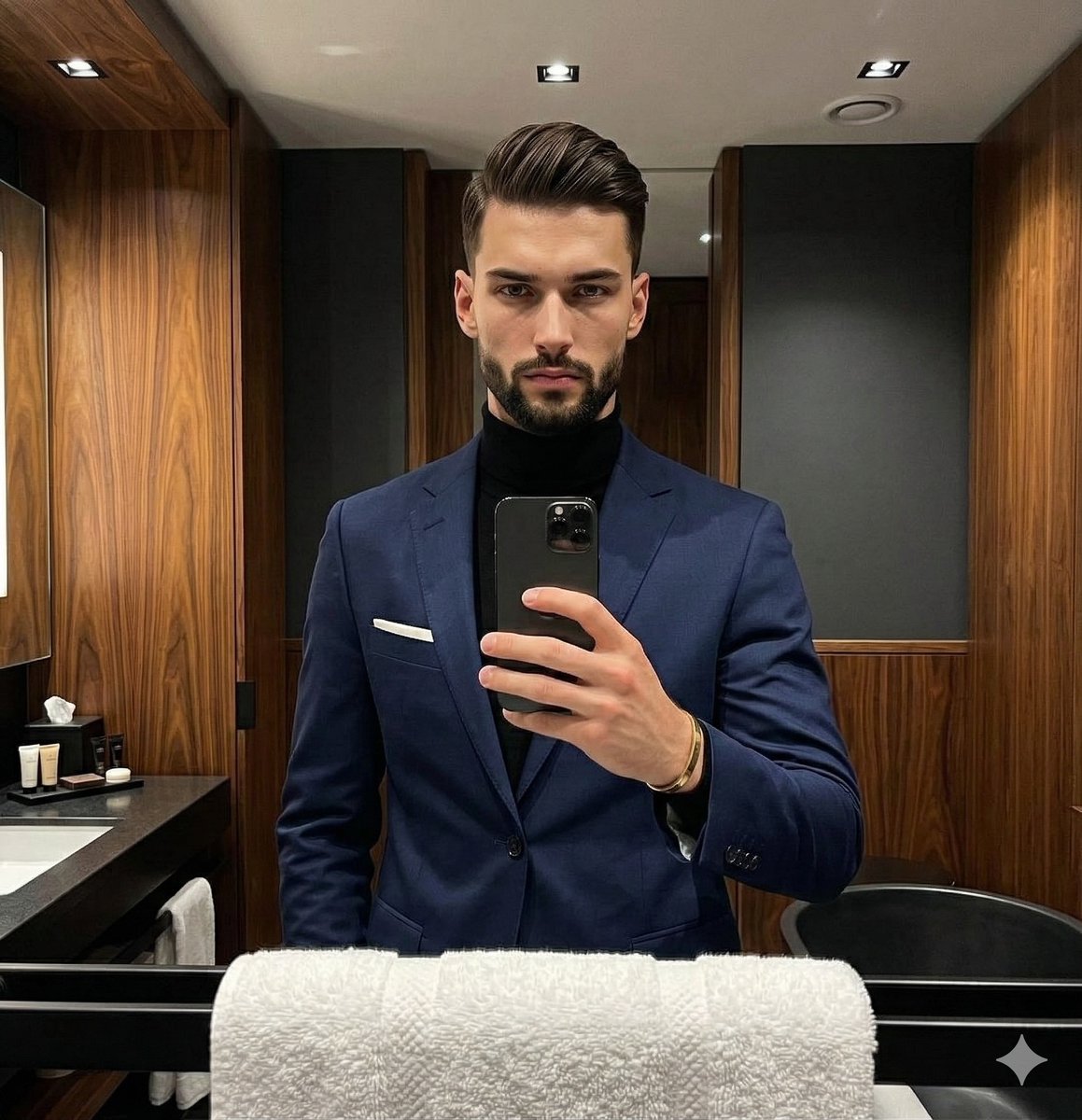 深邃光影下的西装型男肖像