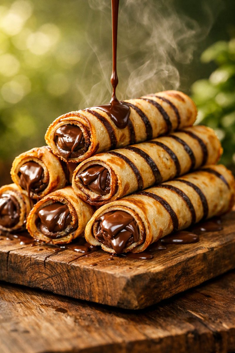 超诱人巧克力可丽饼微距特写