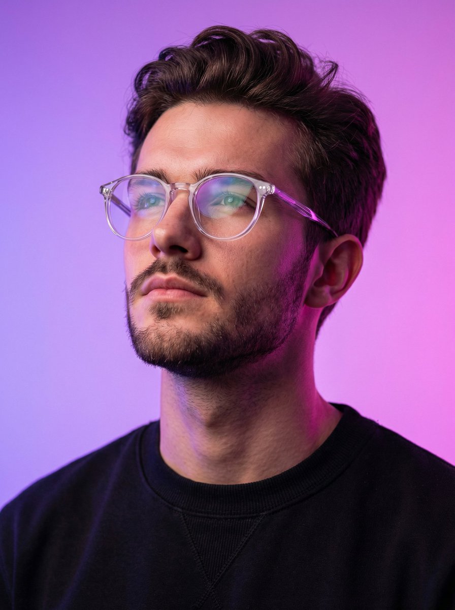 霓虹光影下的赛博风超写实男子