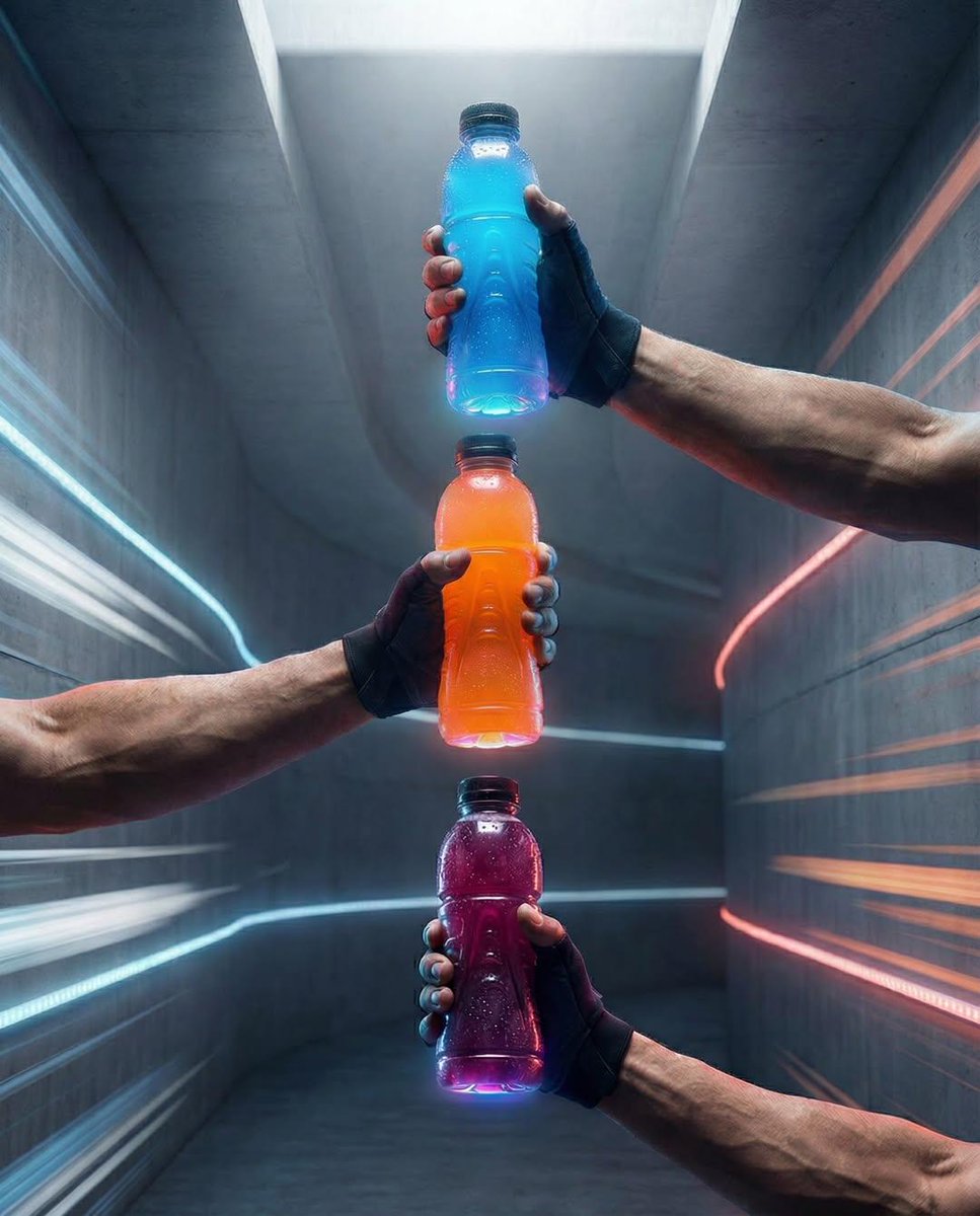 霓虹赛博朋克运动饮料碰杯