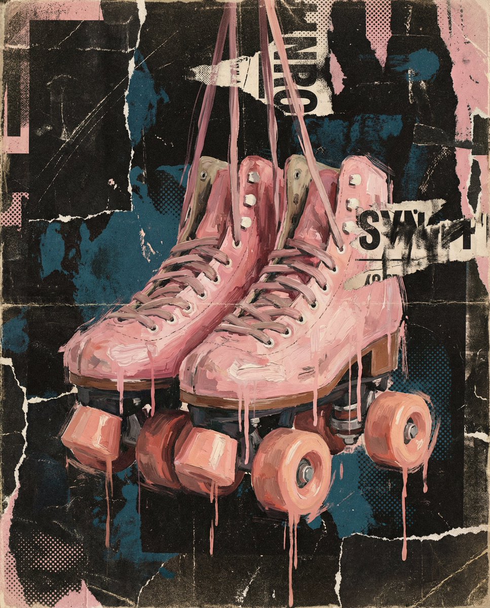 笔触里的粉色轮滑鞋