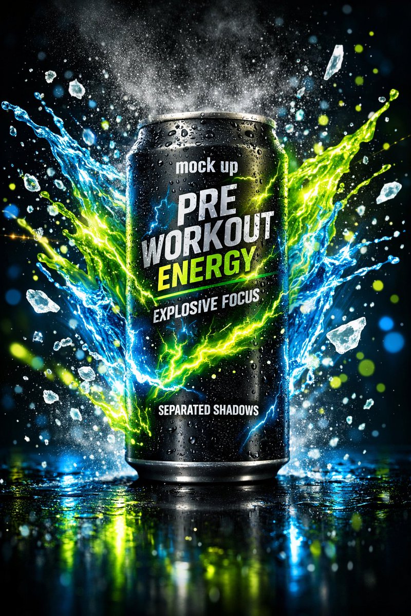 霓虹电光炸裂的能量饮料