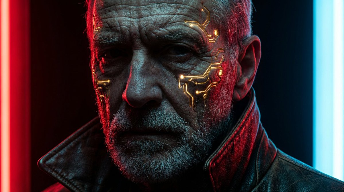 霓虹光影下的高对比人像