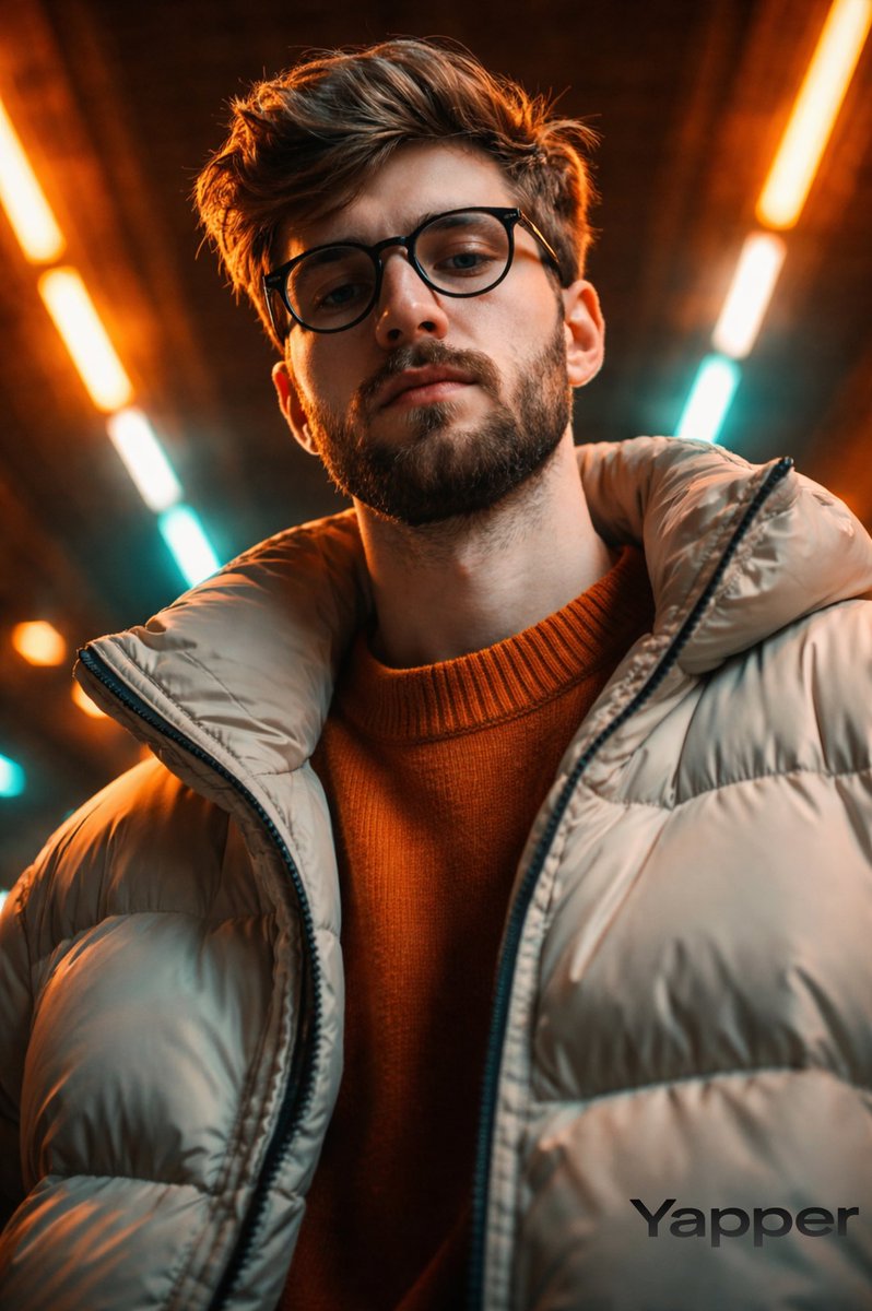 霓虹隧道里的青橙调潮男