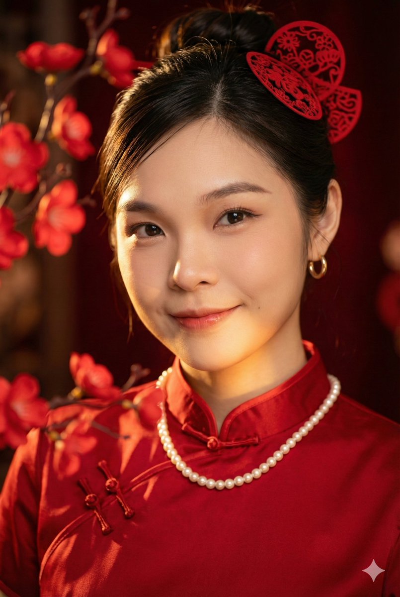 新中式春节旗袍肖像