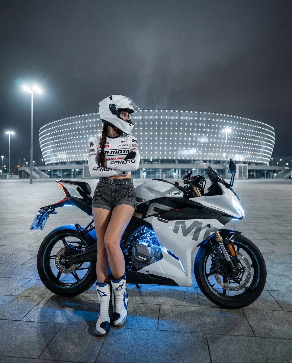 夜色下的女骑手与她的猛兽