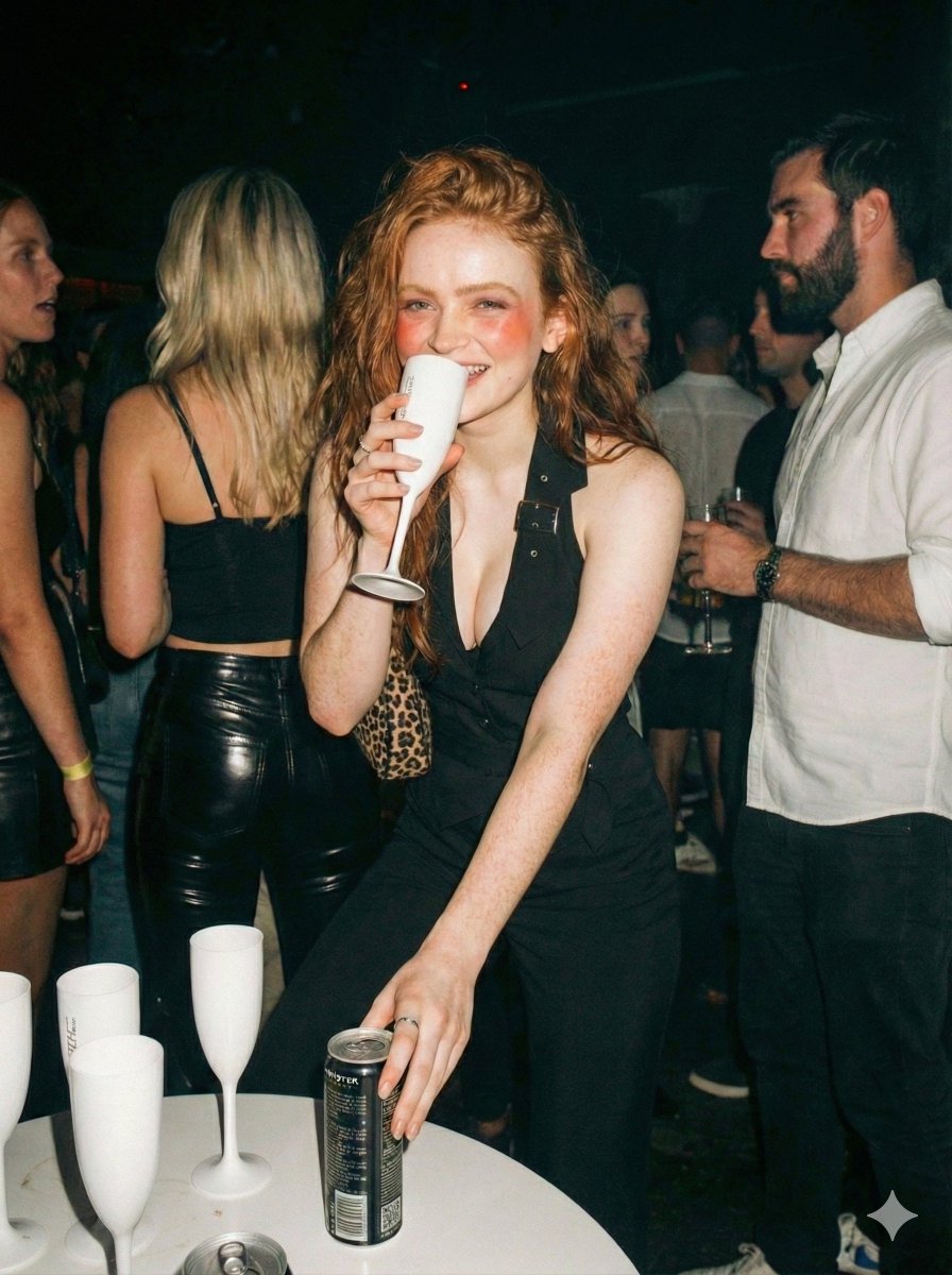 夜店狂欢中比枪的红发女郎