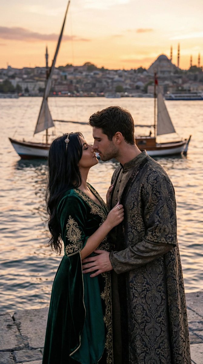 博斯普鲁斯海峡夕阳下的奥斯曼深情拥吻