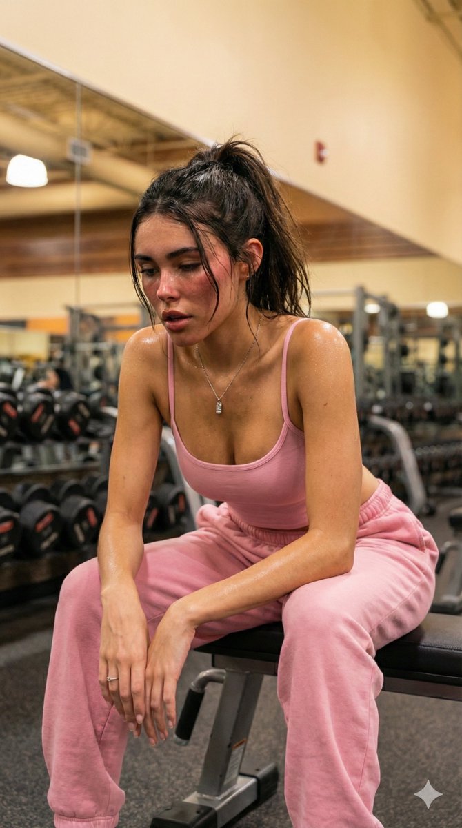 粉系少女健身抓拍瞬间