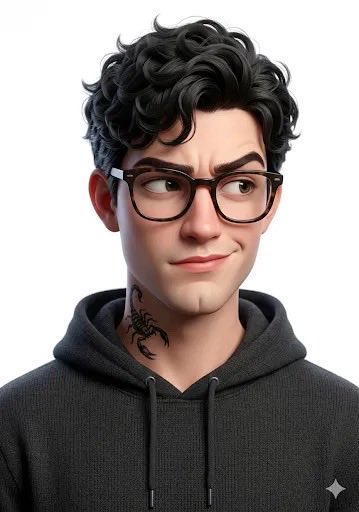 皮克斯风格3D角色肖像：年轻男子与女孩