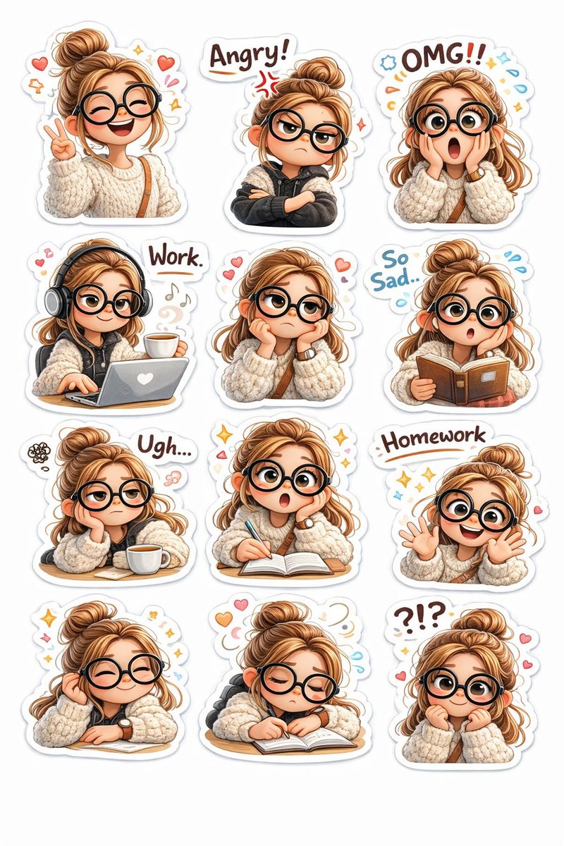 皮克斯风3DQ版女孩表情包贴纸