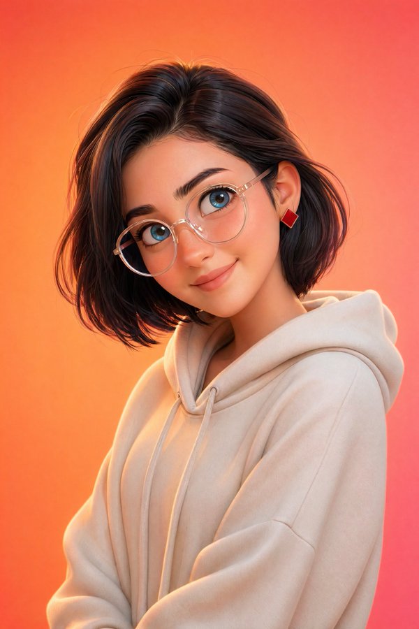 皮克斯风格3D青年肖像