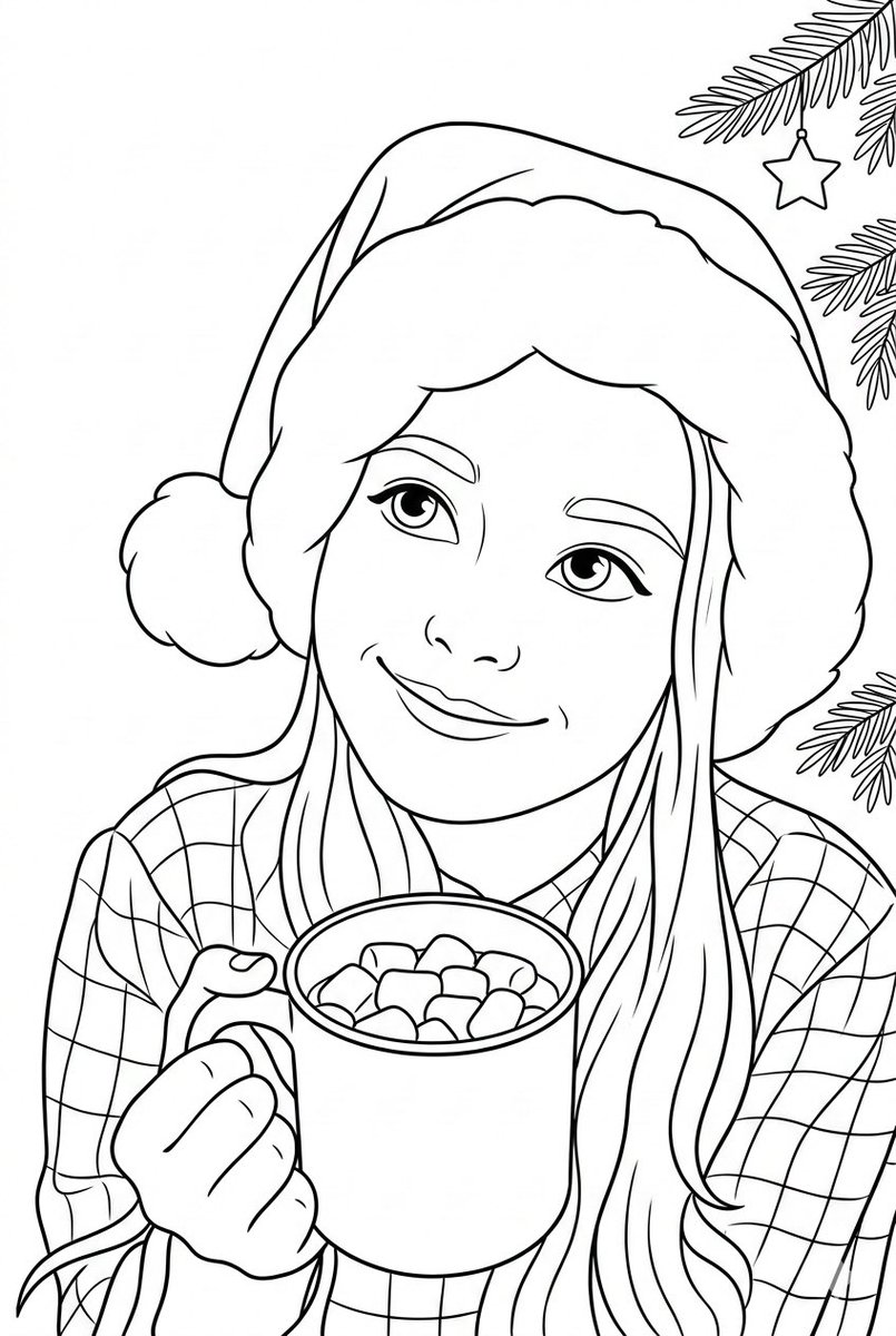 皮克斯风纯黑白填色线稿