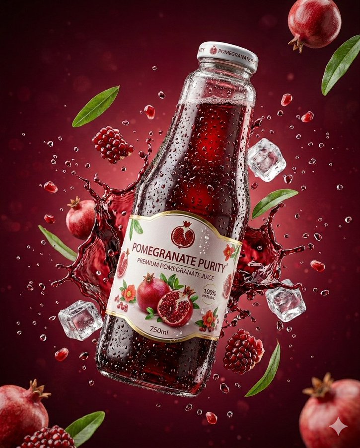 悬浮樱桃汁与飞溅水花的商业大片