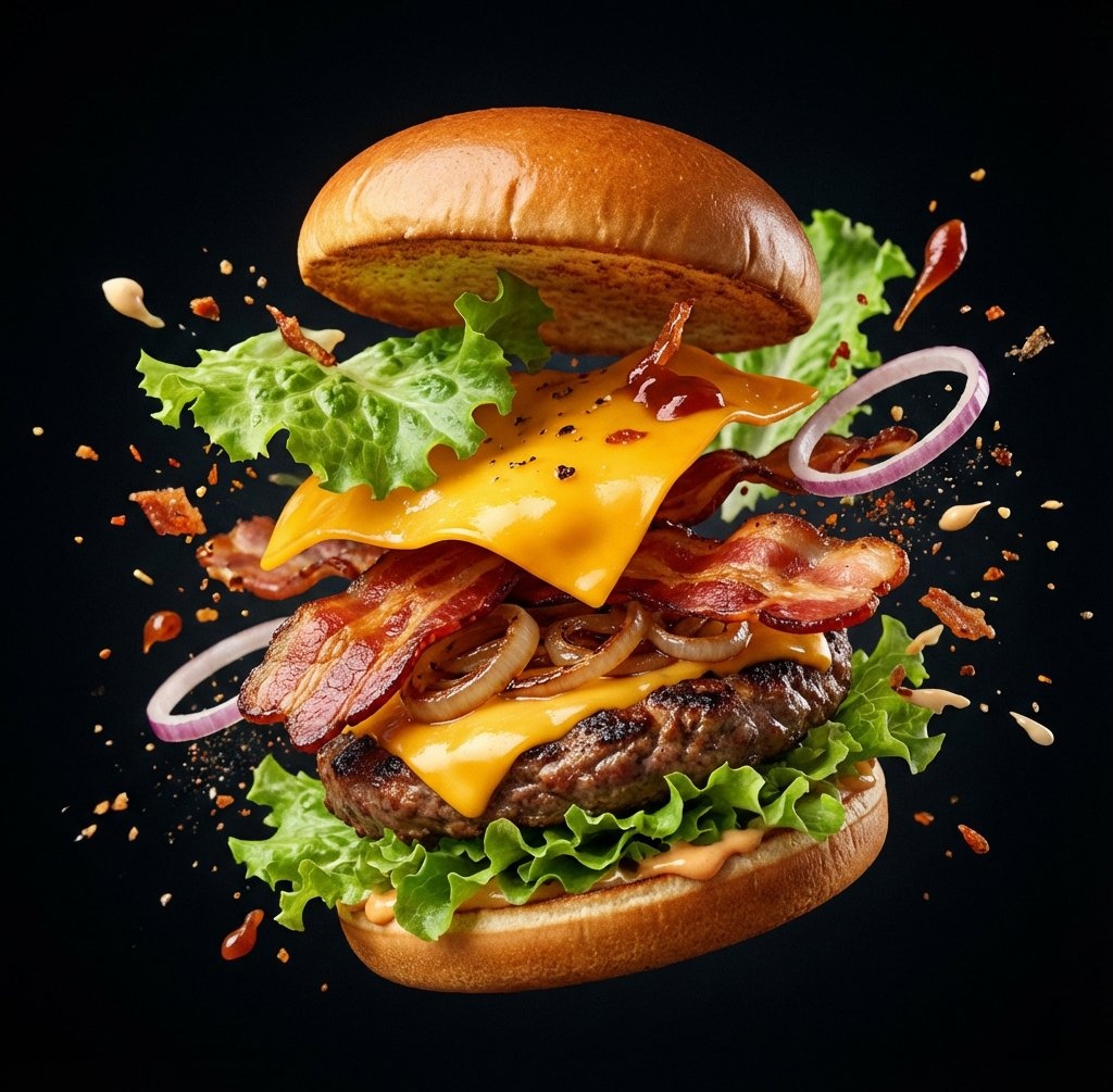 极致奢华的黑色背景美食爆炸特效海报