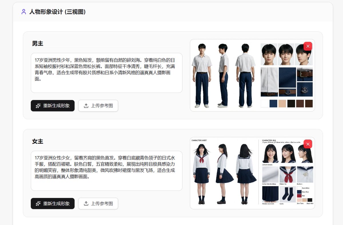 专业角色三视图设定参考图