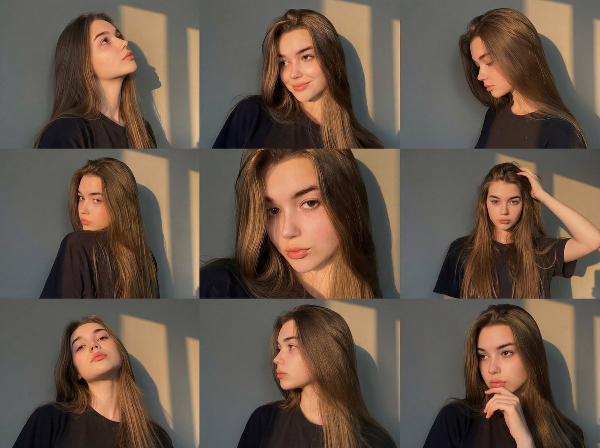 黄金时刻窗影九宫格肖像