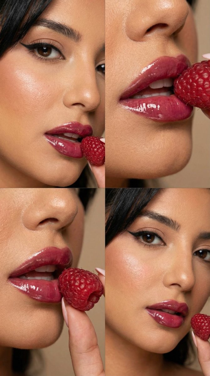 覆盆子红唇微距大片