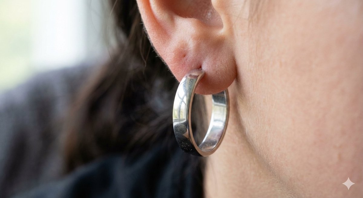 写实微距摄影下的精致耳环与细腻肤质