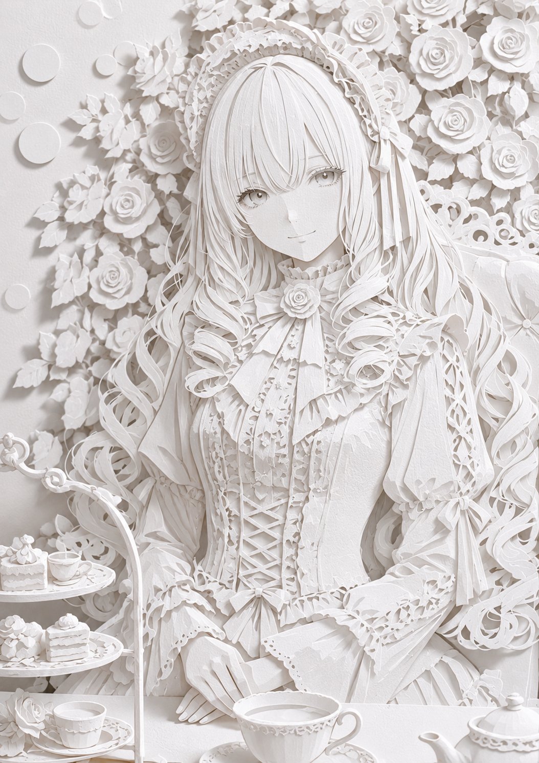 白纸层叠的写实纸艺插画