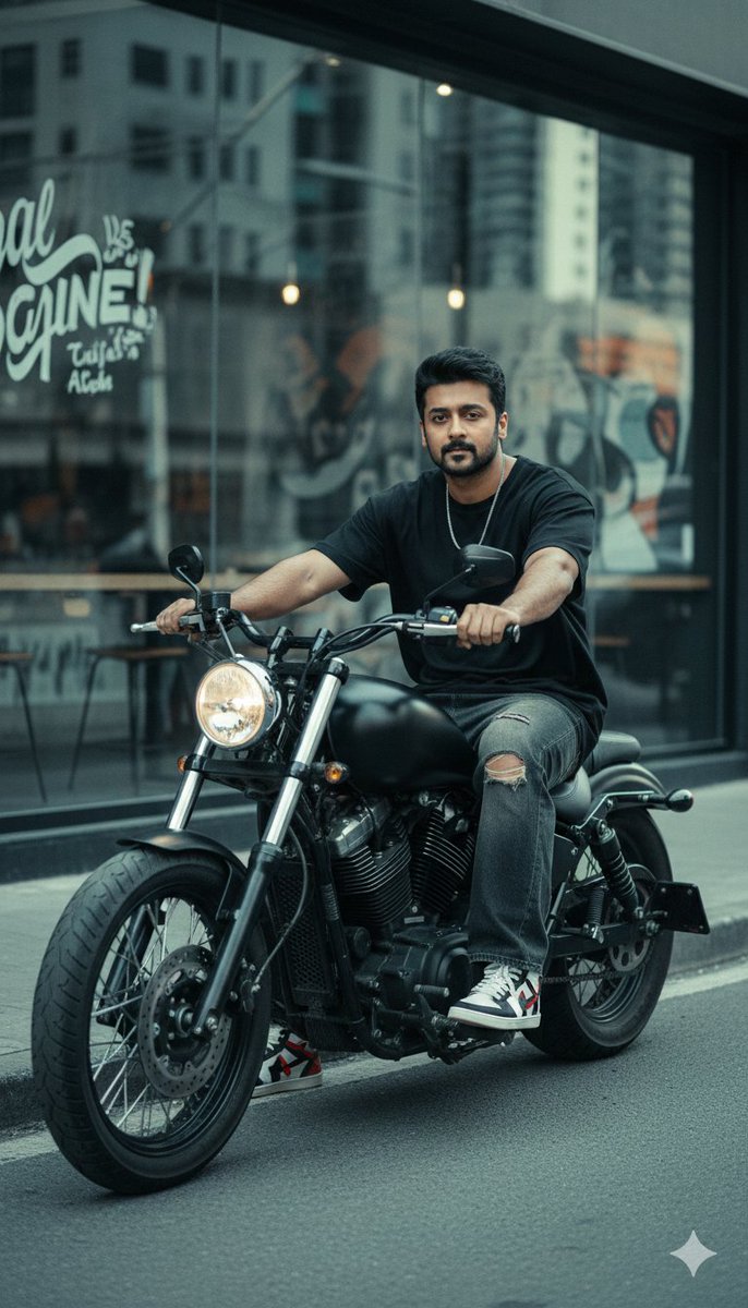 青灰影调下的叛逆街头机车少年