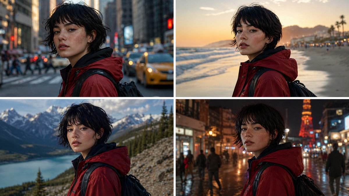 红夹克少女的四重场景穿梭