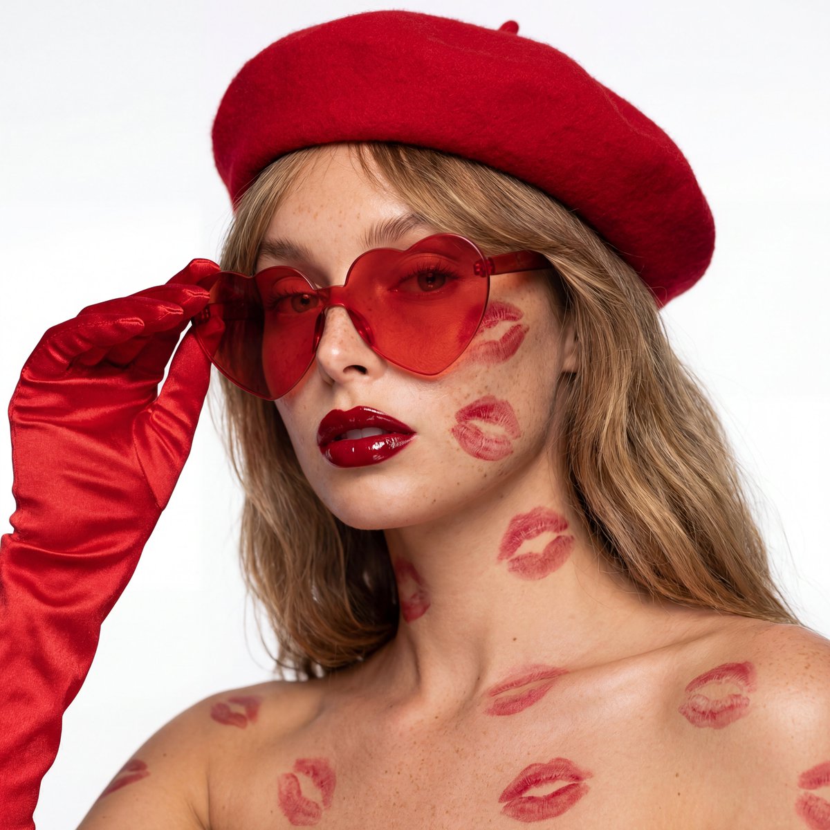 红唇印印满的先锋美妆大片