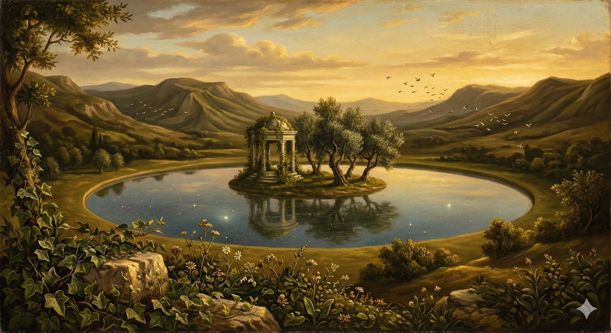 超现实自然场景，文艺复兴油画风格