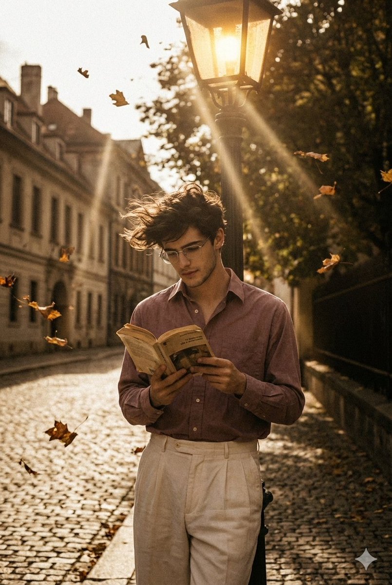 落叶与街灯下的九十年代复古少年