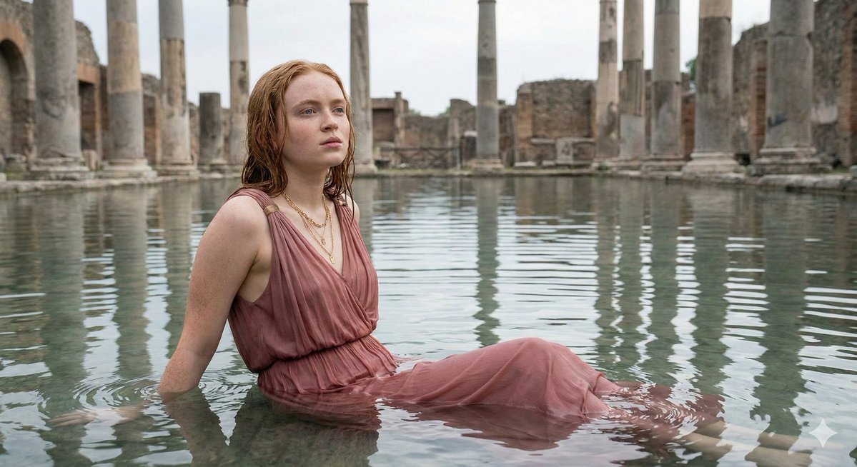 蔷薇轻纱漫过古罗马浴场废墟