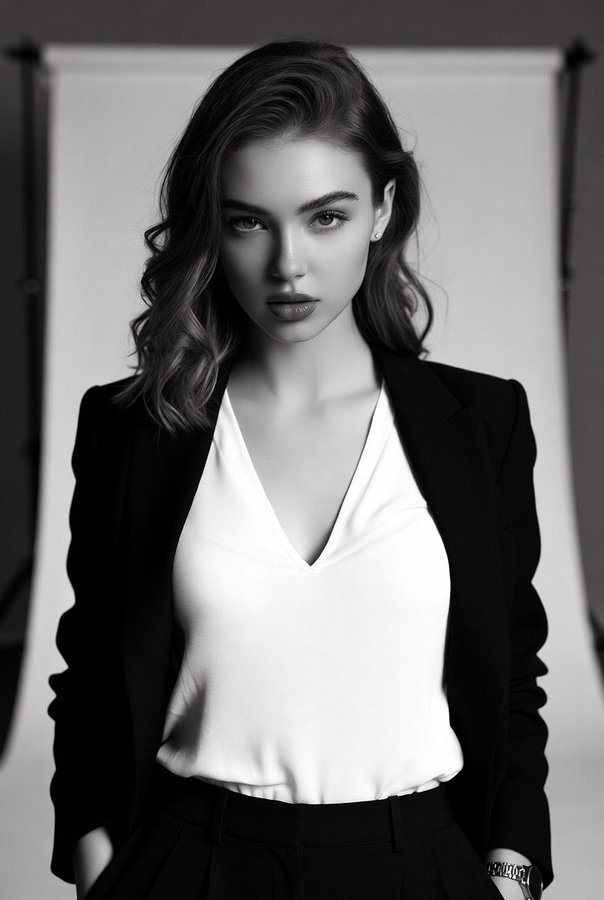 冷峻黑白时尚女伶