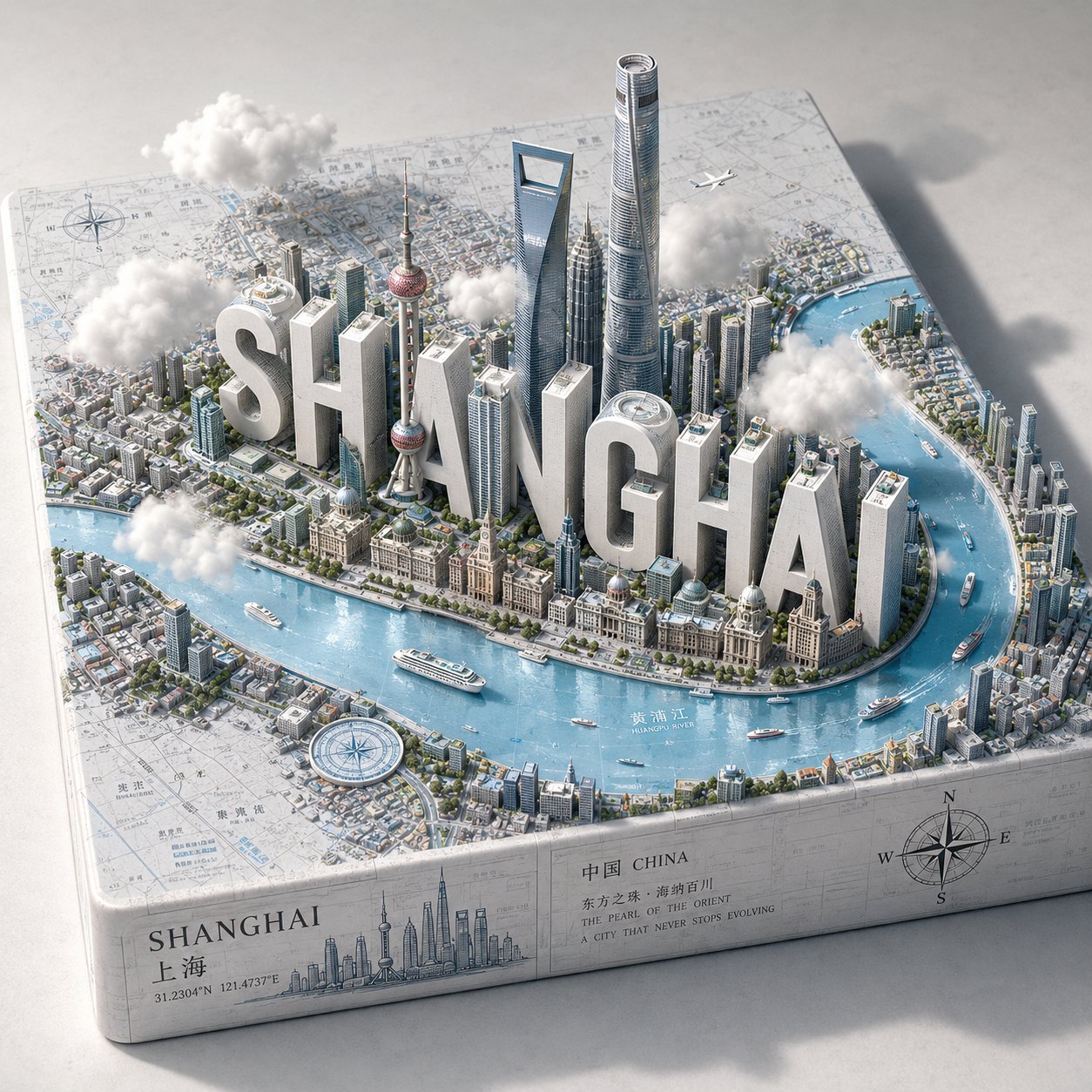 字母天际线城市浮雕地图