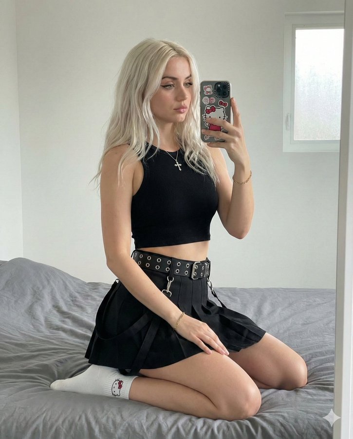 软酷自拍女孩的哥特甜心瞬间