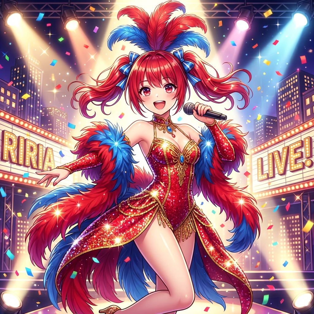 聚光灯下光芒四射的舞台闪耀之星