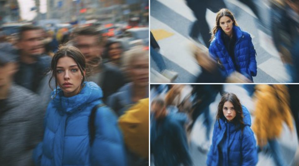 喧嚣人潮中的静谧蓝影