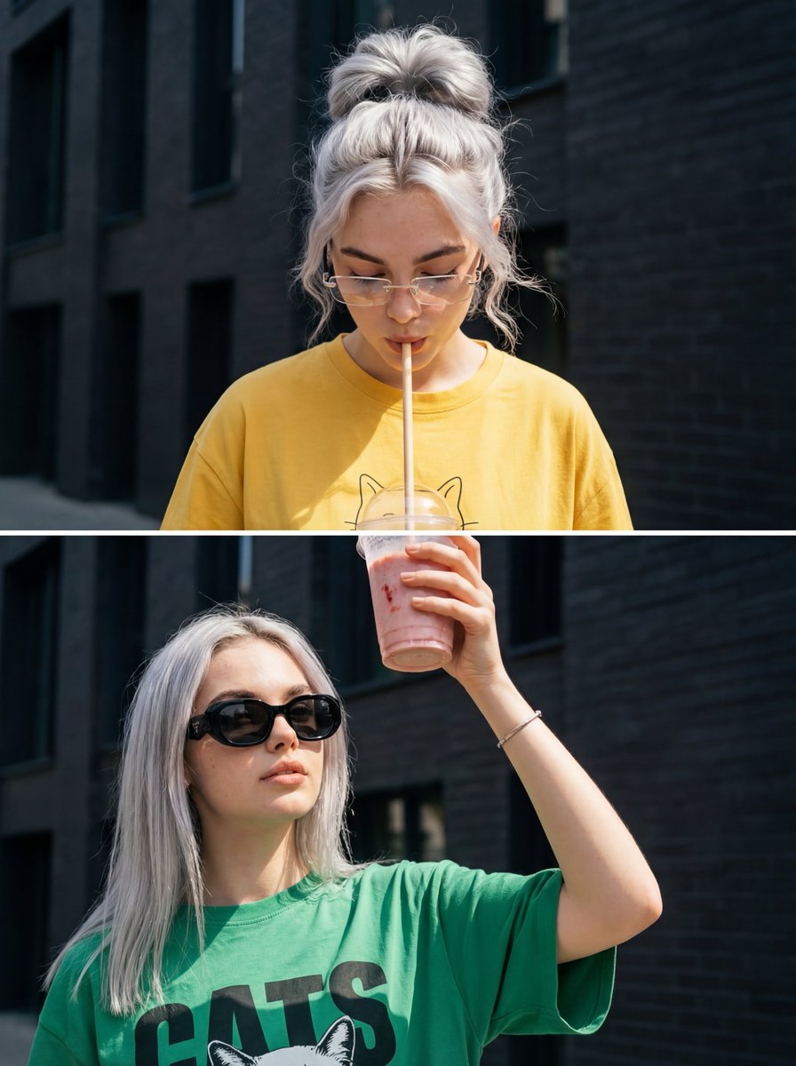 草莓奶昔双生少女拼接照