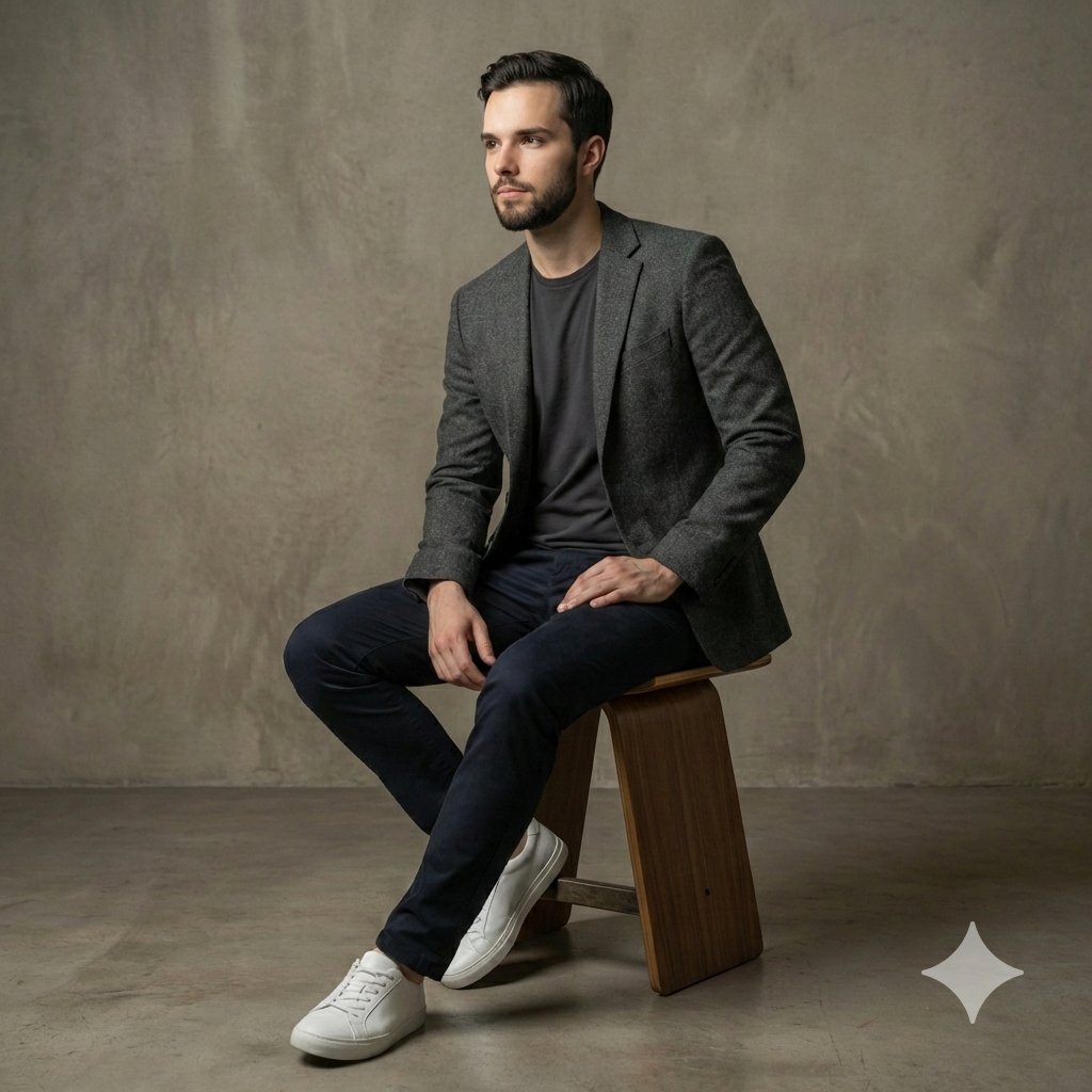 摄影棚超写实男士随性大片