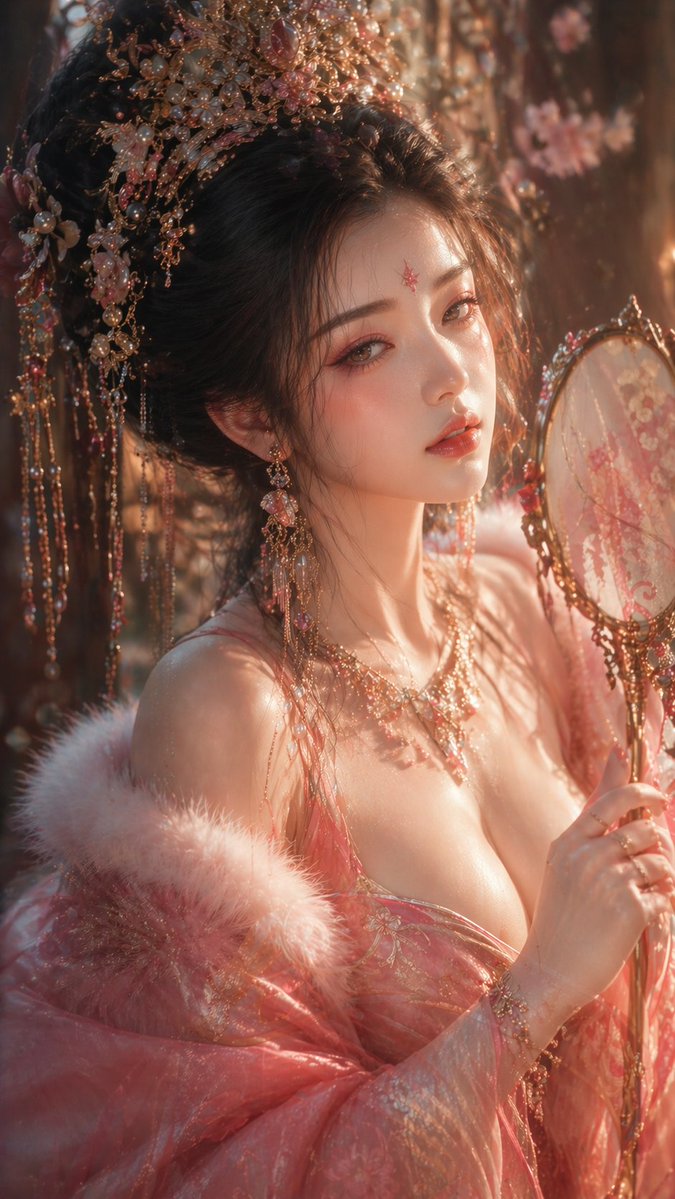 绝美唐风凤冠佳人的微醺特写