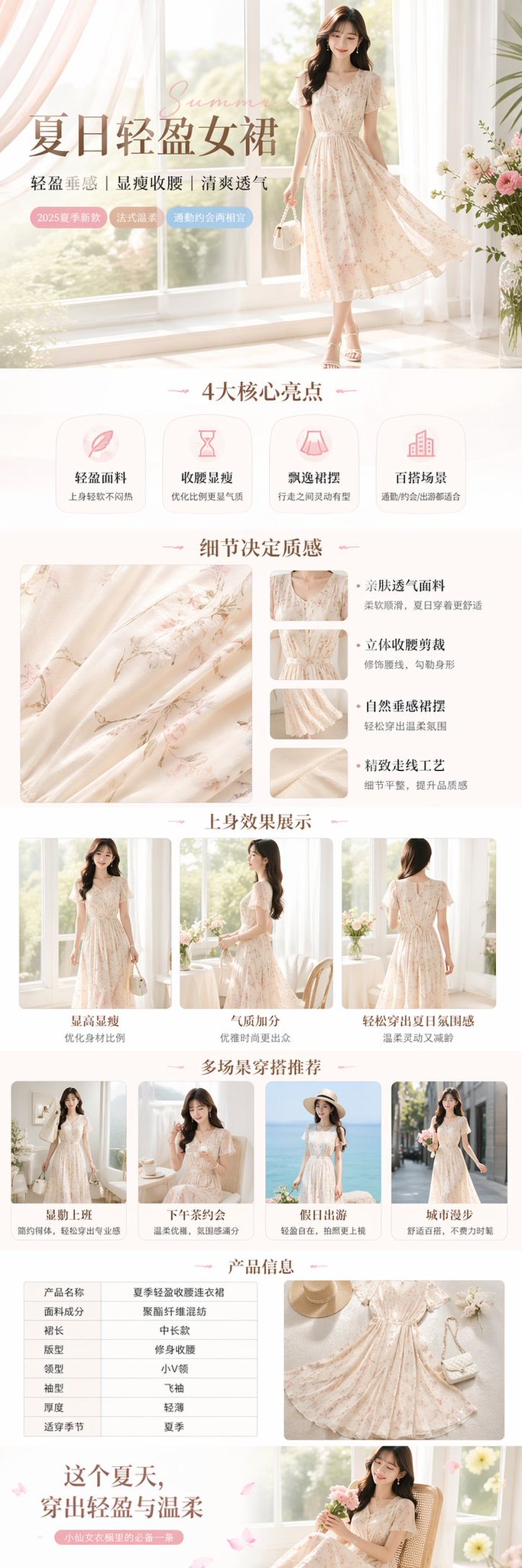 清新夏日女装连衣裙电商展示